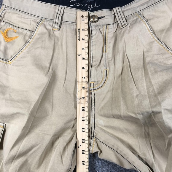 COOGI Cargo Shorts Mens 38 Beige Embroidered Drawstring Hip Hop Streetwear Y2K - Picture 9 of 16